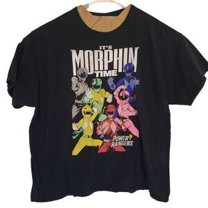 Mighty Morphin Power Rangers Men’s ‘It's Morphin Time’ Black T-SHIRT Size 2XL